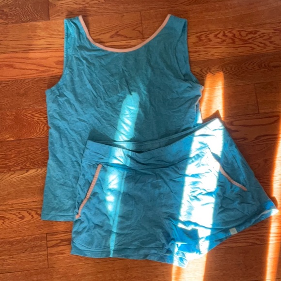 Pima Sleeveless Tee Short Set In Turquoise, size S, perfect condition - Picture 3 of 4